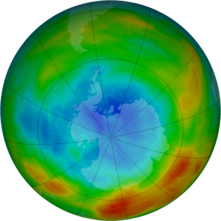 Antarctic ozone map for 02 September 1983